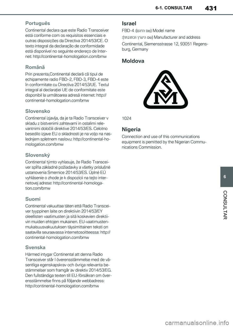 TOYOTA SUPRA 2019  Manuale de Empleo (in Spanish) 431
6
Supra Owners Manual_ES
6-1. CONSULTAR
CONSULTAR
Supra_OM_Spanish_OM99T08S.book  431 ページ  ２０１９年２月２０日　水曜日　午前１０時３５分 