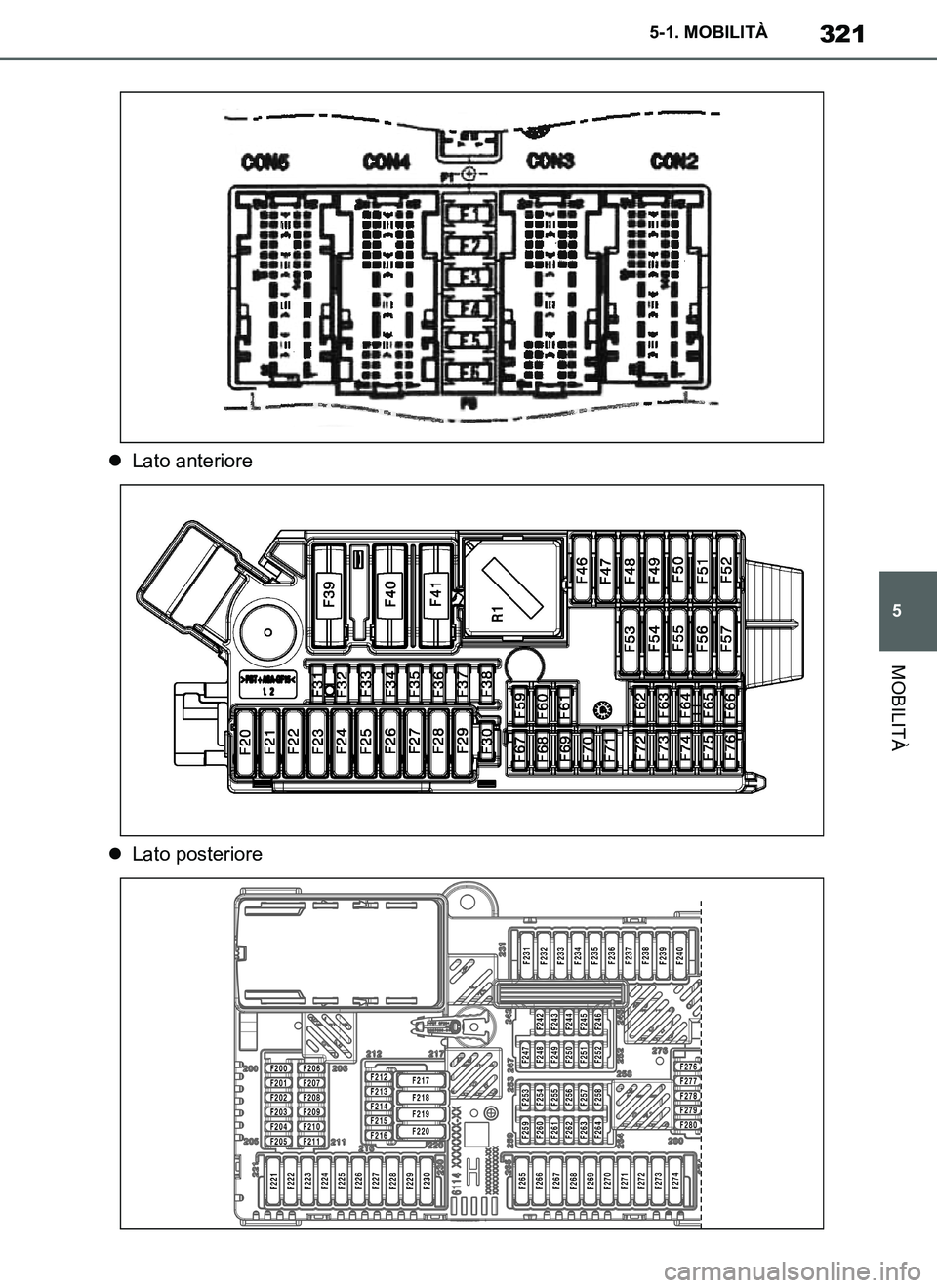TOYOTA SUPRA 2019  Manuale duso (in Italian) 321
5
Supra Owners Manual_EL
5-1. MOBILITÀ
MOBILITÀ
Lato anteriore
Lato posteriore
Supra_OM_Italian_OM99T09L.book  321 ページ  ２０１９年２月２０日　水曜日　午前１０時