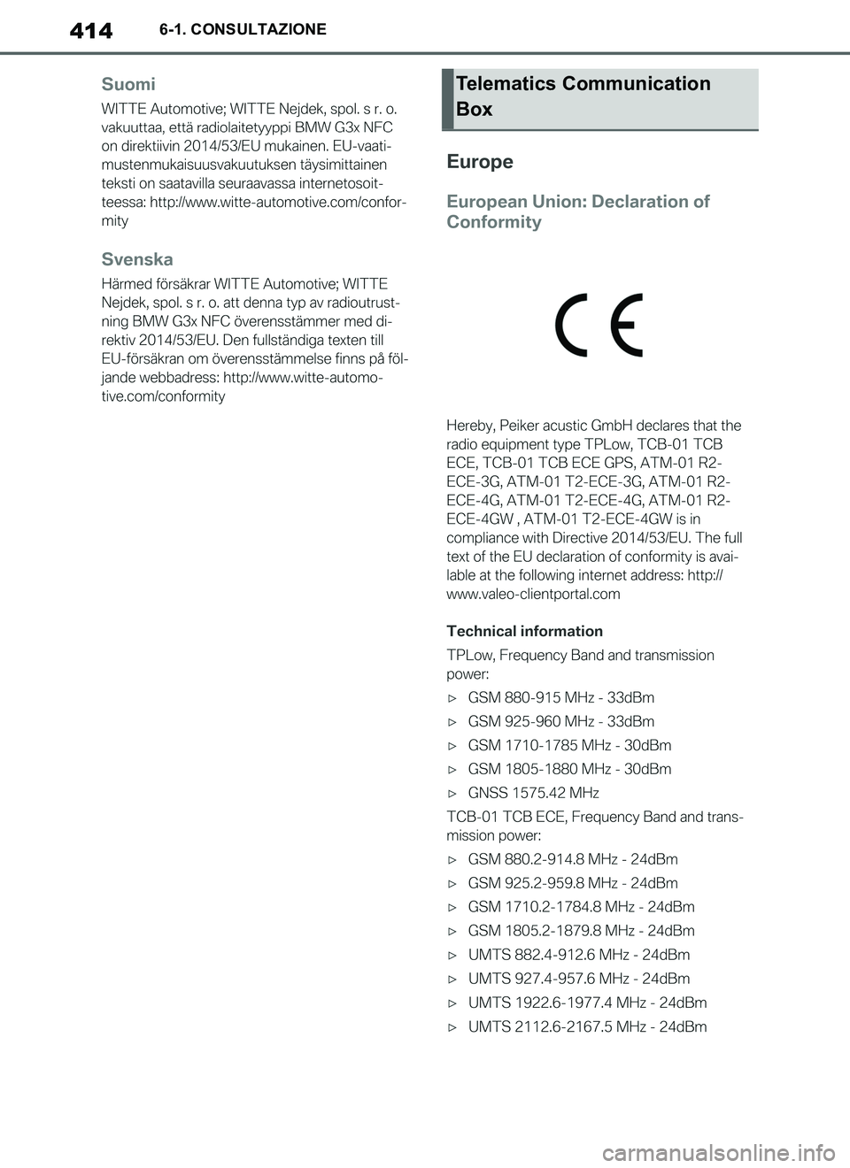 TOYOTA SUPRA 2019 Manuale duso (in Italian) 414
Supra Owners Manual_EL
6-1. CONSULTAZIONE
Telematics Communication
Box
Supra_OM_Italian_OM99T09L.book 414 ページ 2019年2月20日 水曜日 午前10時57分 TOYOTA SUPRA 2019 Manuale duso (in Italian) 414
Supra Owners Manual_EL
6-1. CONSULTAZIONE
Telematics Communication
Box
Supra_OM_Italian_OM99T09L.book 414 ページ 2019年2月20日 水曜日 午前10時57分