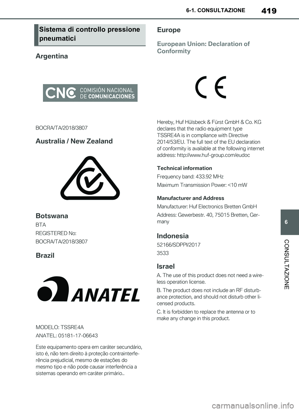 TOYOTA SUPRA 2019 Manuale duso (in Italian) 419
6
Supra Owners Manual_EL
6-1. CONSULTAZIONE
CONSULTAZIONE
Sistema di controllo pressione
pneumatici
Supra_OM_Italian_OM99T09L.book 419 ページ 2019年2月20日 水曜日 TOYOTA SUPRA 2019 Manuale duso (in Italian) 419
6
Supra Owners Manual_EL
6-1. CONSULTAZIONE
CONSULTAZIONE
Sistema di controllo pressione
pneumatici
Supra_OM_Italian_OM99T09L.book 419 ページ 2019年2月20日 水曜日