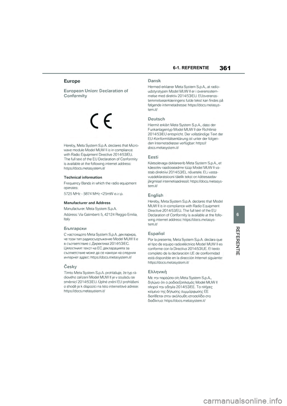 TOYOTA SUPRA 2019  Instructieboekje (in Dutch) 361
6
Handleiding Supra 6-1. REFERENTIE
REFERENTIE
Supra_OM_Europe_OM99T05E_1_190
3.book  Page 361  Wednesday, March 6, 2019  3:49 PM 