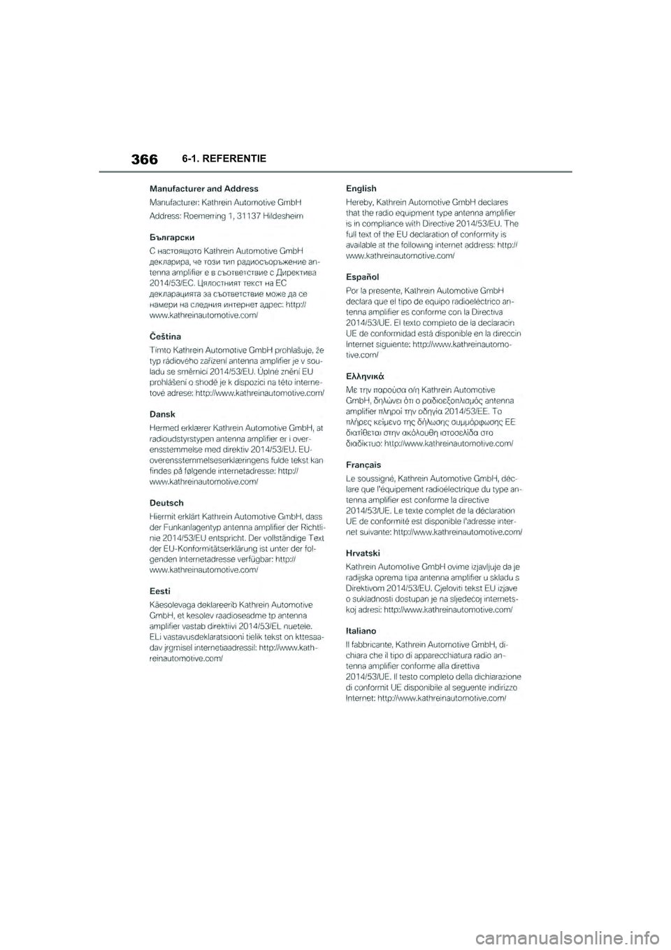 TOYOTA SUPRA 2019  Instructieboekje (in Dutch) 366
Handleiding Supra6-1. REFERENTIE
Supra_OM_Europe_OM99T05E_1_190
3.book  Page 366  Wednesday, March 6, 2019  3:49 PM 