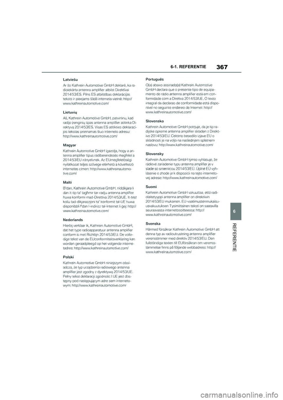 TOYOTA SUPRA 2019  Instructieboekje (in Dutch) 367
6
Handleiding Supra 6-1. REFERENTIE
REFERENTIE
Supra_OM_Europe_OM99T05E_1_190
3.book  Page 367  Wednesday, March 6, 2019  3:49 PM 