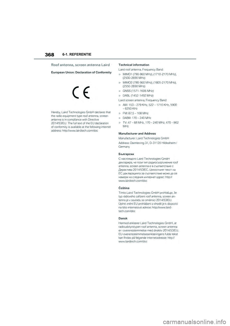 TOYOTA SUPRA 2019  Instructieboekje (in Dutch) 368
Handleiding Supra6-1. REFERENTIE
Supra_OM_Europe_OM99T05E_1_190
3.book  Page 368  Wednesday, March 6, 2019  3:49 PM 