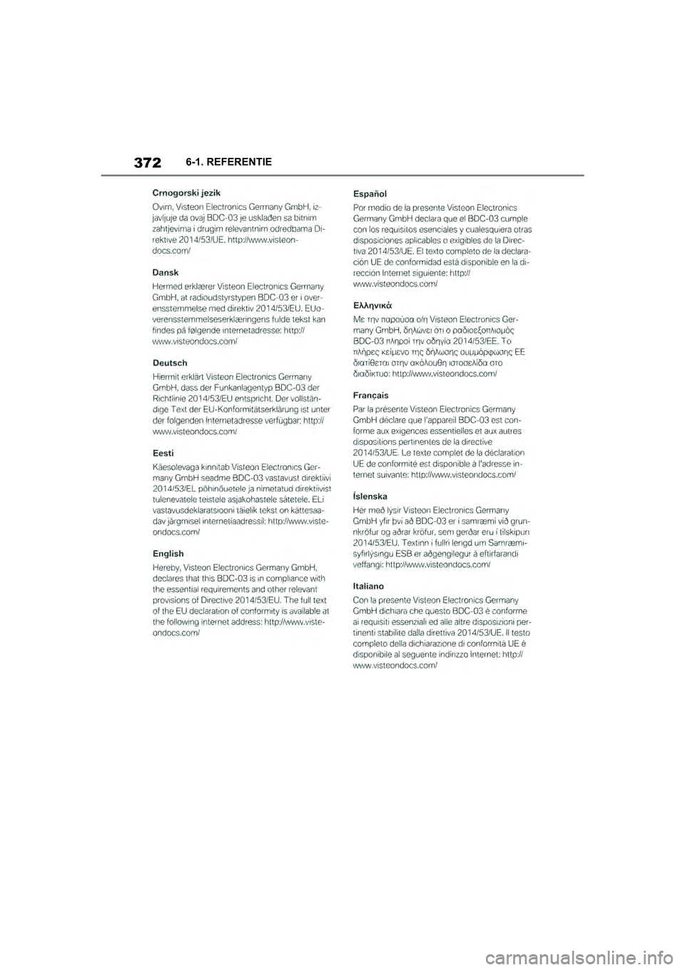 TOYOTA SUPRA 2019  Instructieboekje (in Dutch) 372
Handleiding Supra6-1. REFERENTIE
Supra_OM_Europe_OM99T05E_1_190
3.book  Page 372  Wednesday, March 6, 2019  3:49 PM 