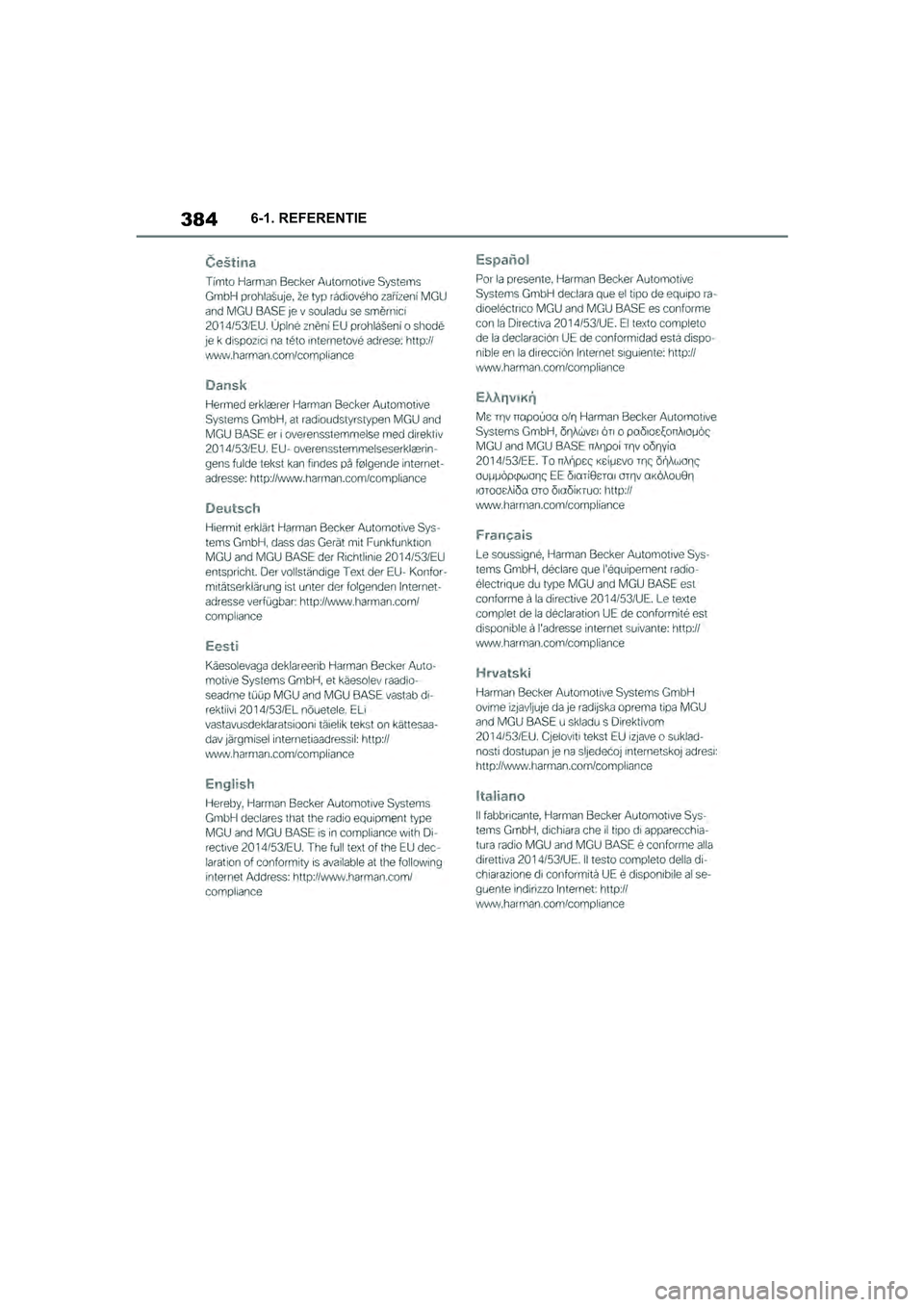 TOYOTA SUPRA 2019  Instructieboekje (in Dutch) 384
Handleiding Supra6-1. REFERENTIE
Supra_OM_Europe_OM99T05E_1_190
3.book  Page 384  Wednesday, March 6, 2019  3:49 PM 