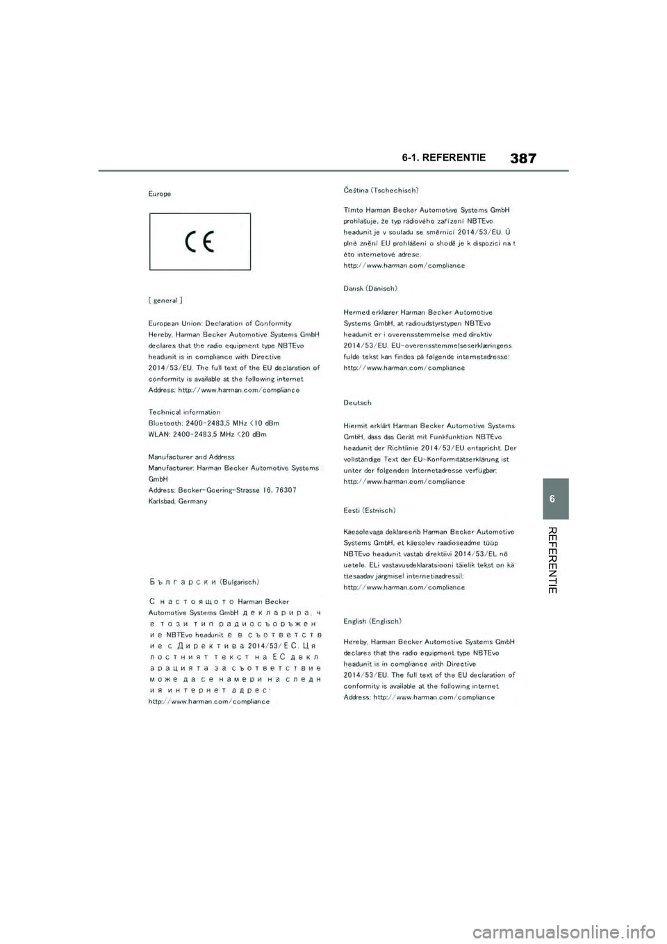 TOYOTA SUPRA 2019  Instructieboekje (in Dutch) 387
6
Handleiding Supra 6-1. REFERENTIE
REFERENTIE
Supra_OM_Europe_OM99T05E_1_190
3.book  Page 387  Wednesday, March 6, 2019  3:49 PM 