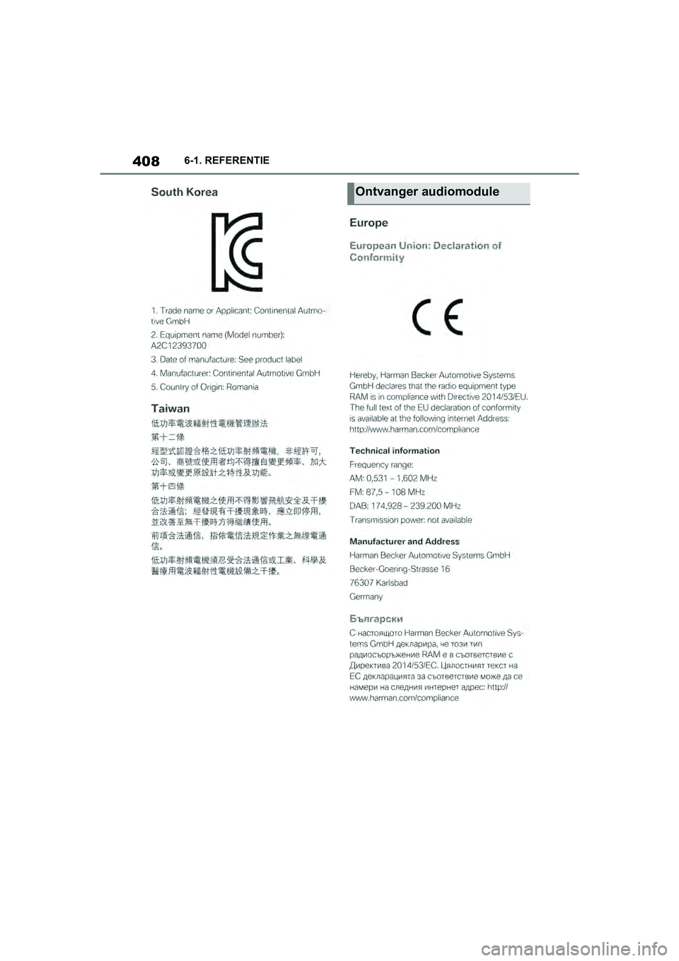 TOYOTA SUPRA 2019  Instructieboekje (in Dutch) 408
Handleiding Supra6-1. REFERENTIE
Ontvanger audiomodule
Supra_OM_Europe_OM99T05E_1_190
3.book  Page 408  Wednesday, March 6, 2019  3:49 PM 