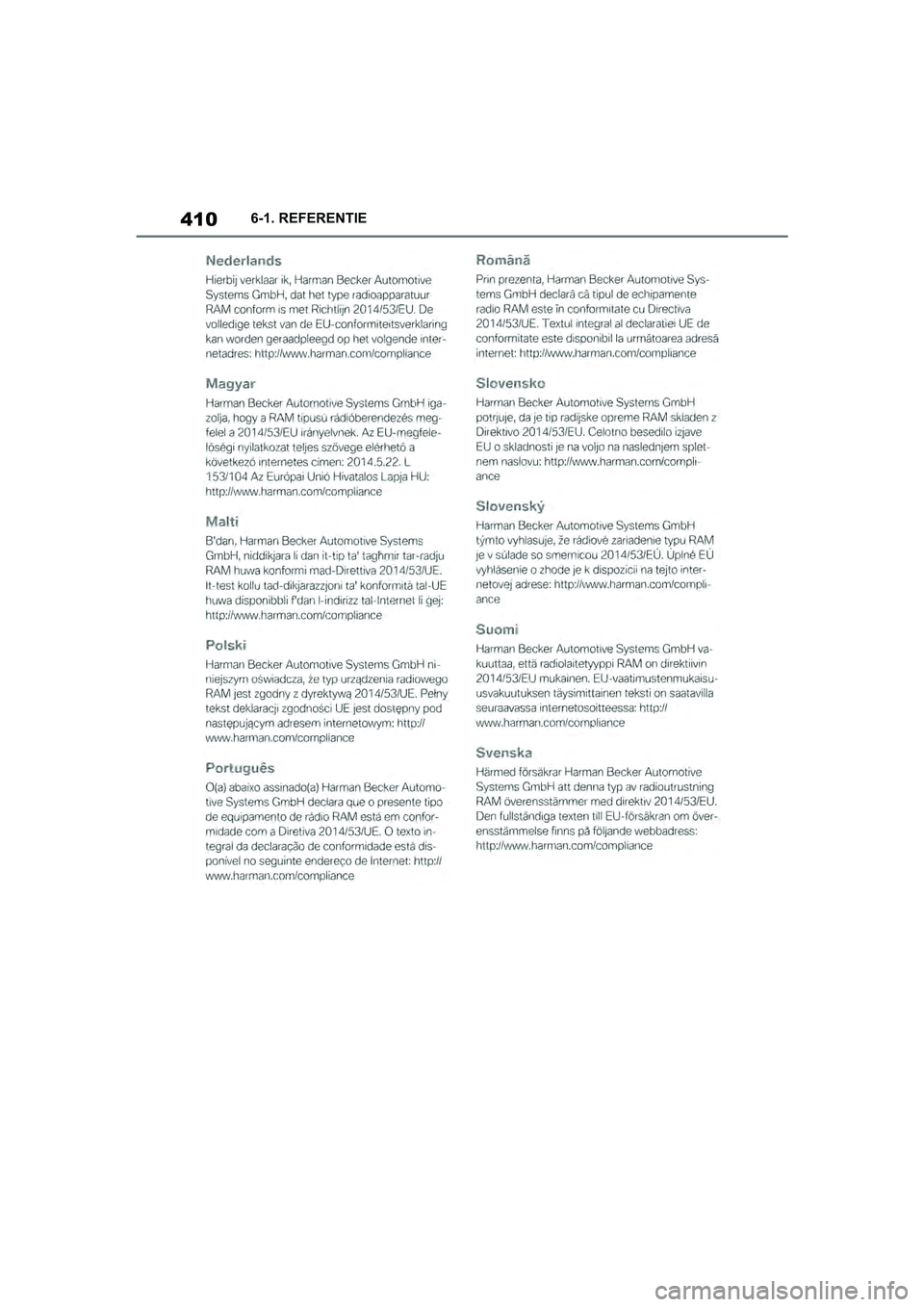 TOYOTA SUPRA 2019  Instructieboekje (in Dutch) 410
Handleiding Supra6-1. REFERENTIE
Supra_OM_Europe_OM99T05E_1_190
3.book  Page 410  Wednesday, March 6, 2019  3:49 PM 
