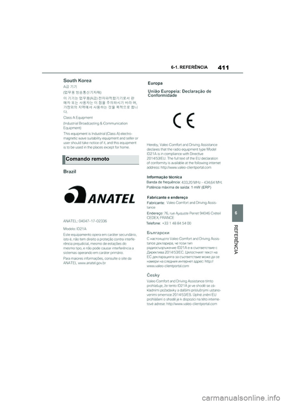 TOYOTA SUPRA 2019  Manual de utilização (in Portuguese) 411
6
Supra Owner's Manual 6-1. REFERÊNCIA
REFERÊNCIA
Comando remoto
Supra_OM_Europe_OM99T05PT_1_1903.book  Page 411  Thursday, June 13, 2019  11:51 AM 