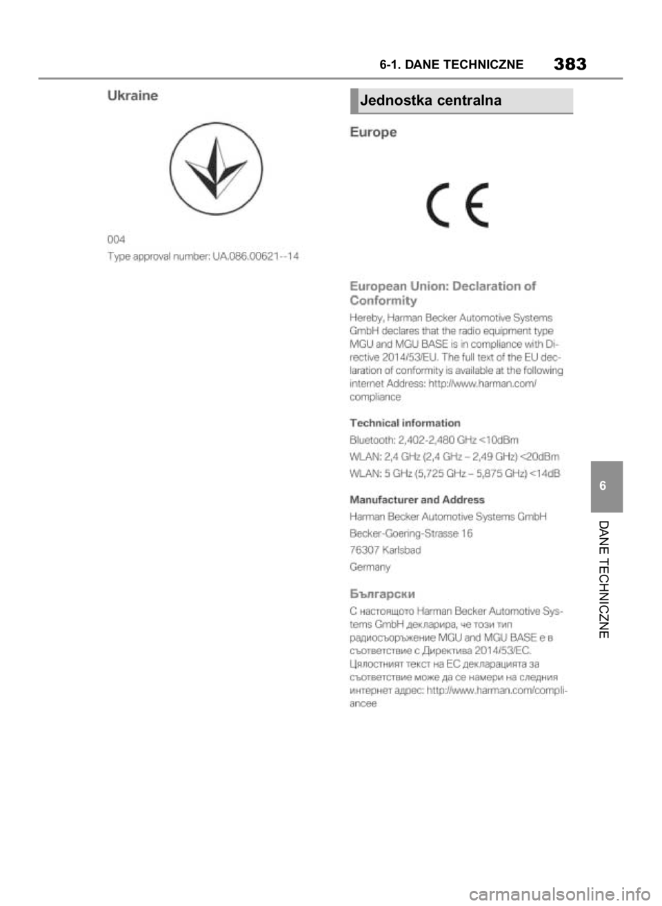 TOYOTA SUPRA 2019 Instrukcja obsługi (in Polish) DANE TECHNICZNE
6-1. DANE TECHNICZNE383
6
Jednostka centralna
28 Supra OM99T05E 7/25/19 10:51 AM Page 383 TOYOTA SUPRA 2019 Instrukcja obsługi (in Polish) DANE TECHNICZNE
6-1. DANE TECHNICZNE383
6
Jednostka centralna
28 Supra OM99T05E 7/25/19 10:51 AM Page 383