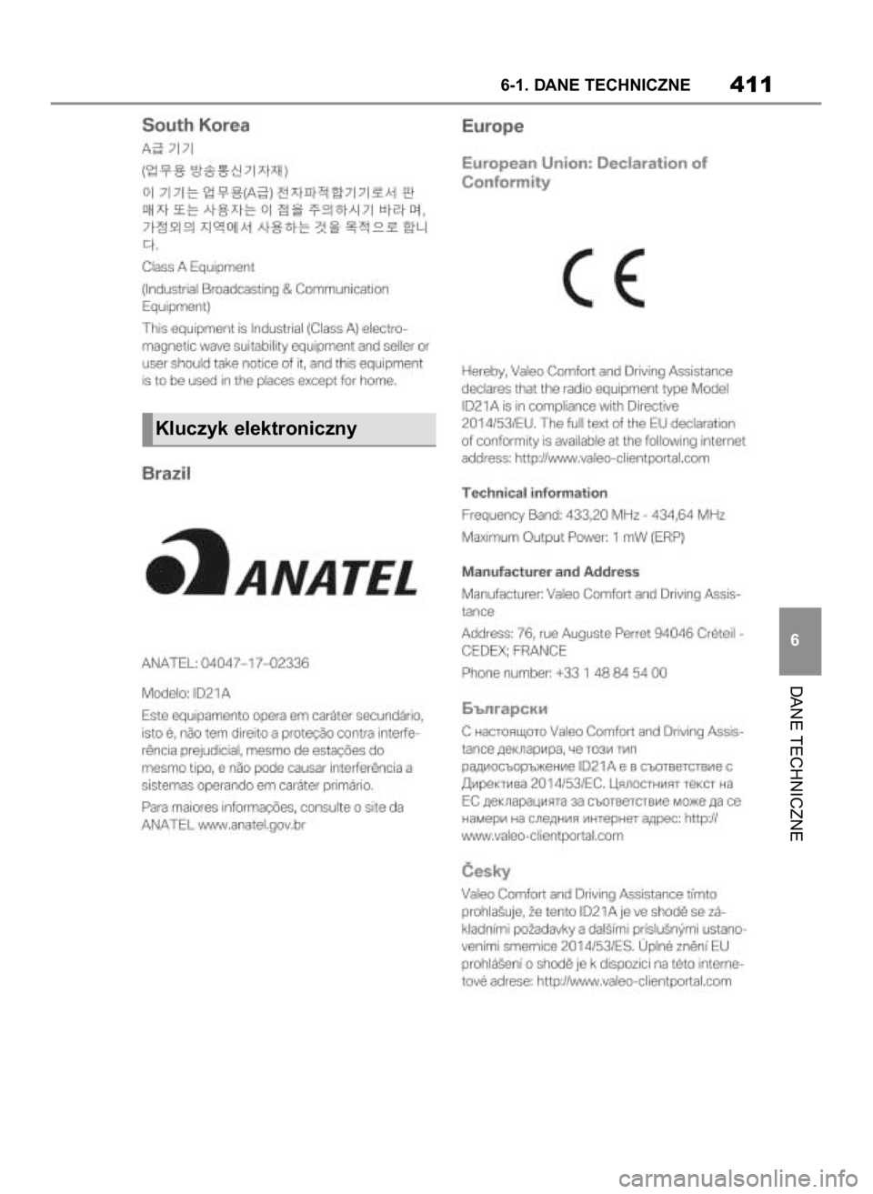 TOYOTA SUPRA 2019 Instrukcja obsługi (in Polish) DANE TECHNICZNE
6-1. DANE TECHNICZNE411
6
Kluczyk elektroniczny
28 Supra OM99T05E 7/25/19 10:51 AM Page 411 TOYOTA SUPRA 2019 Instrukcja obsługi (in Polish) DANE TECHNICZNE
6-1. DANE TECHNICZNE411
6
Kluczyk elektroniczny
28 Supra OM99T05E 7/25/19 10:51 AM Page 411