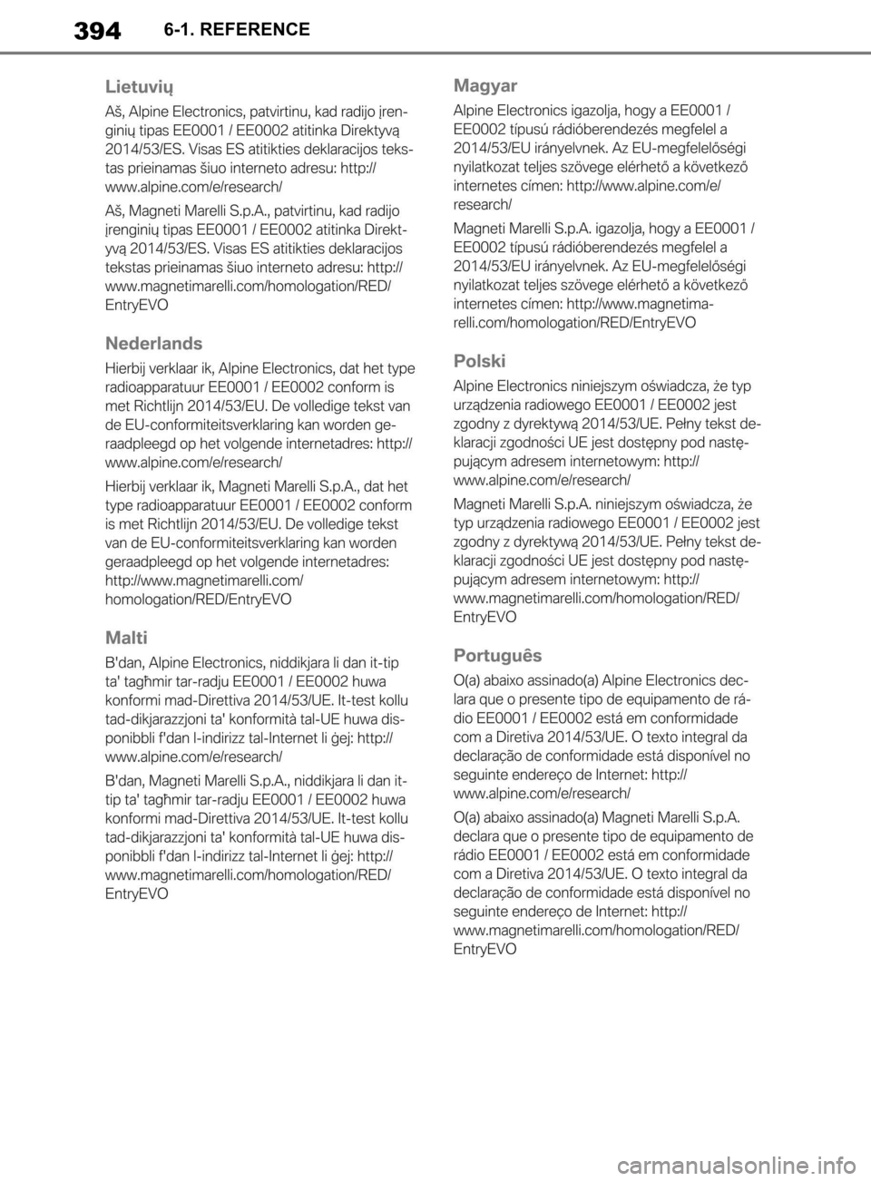 TOYOTA SUPRA 2019  Brugsanvisning (in Danish) 394
Instruktionsbog til Supra6-1. REFERENCE
OM99T05DK.book  Page 394  Friday, September 13, 2019  1:26 PM 