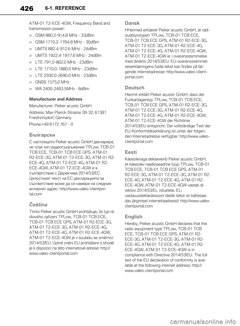 TOYOTA SUPRA 2019  Brugsanvisning (in Danish) 426
Instruktionsbog til Supra6-1. REFERENCE
OM99T05DK.book  Page 426  Friday, September 13, 2019  1:26 PM 