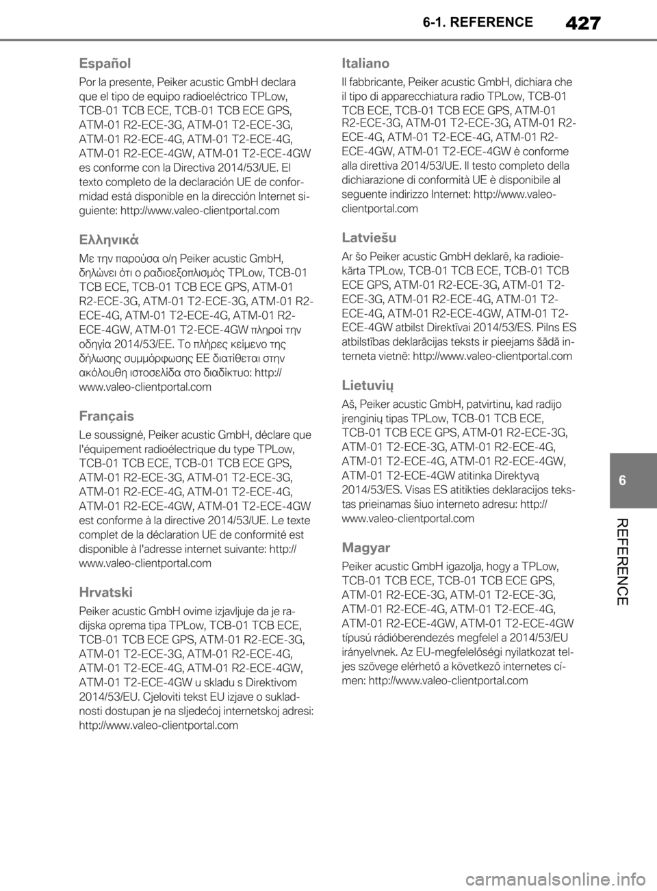 TOYOTA SUPRA 2019  Brugsanvisning (in Danish) 427
6
Instruktionsbog til Supra 6-1. REFERENCE
REFERENCE
OM99T05DK.book  Page 427  Friday, September 13, 2019  1:26 PM 