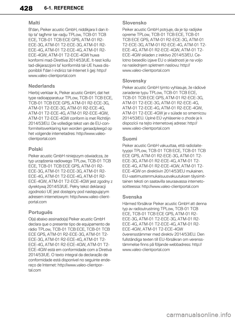 TOYOTA SUPRA 2019  Brugsanvisning (in Danish) 428
Instruktionsbog til Supra6-1. REFERENCE
OM99T05DK.book  Page 428  Friday, September 13, 2019  1:26 PM 