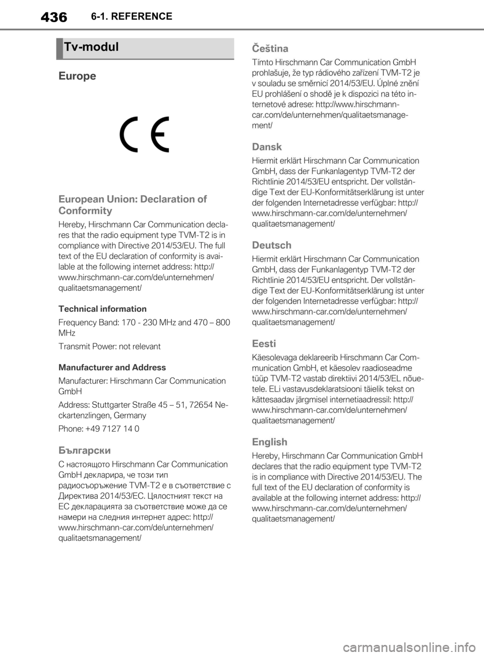 TOYOTA SUPRA 2019 Brugsanvisning (in Danish) 436
Instruktionsbog til Supra6-1. REFERENCE
Tv-modul
OM99T05DK.book Page 436 Friday, September 13, 2019 1:26 PM TOYOTA SUPRA 2019 Brugsanvisning (in Danish) 436
Instruktionsbog til Supra6-1. REFERENCE
Tv-modul
OM99T05DK.book Page 436 Friday, September 13, 2019 1:26 PM