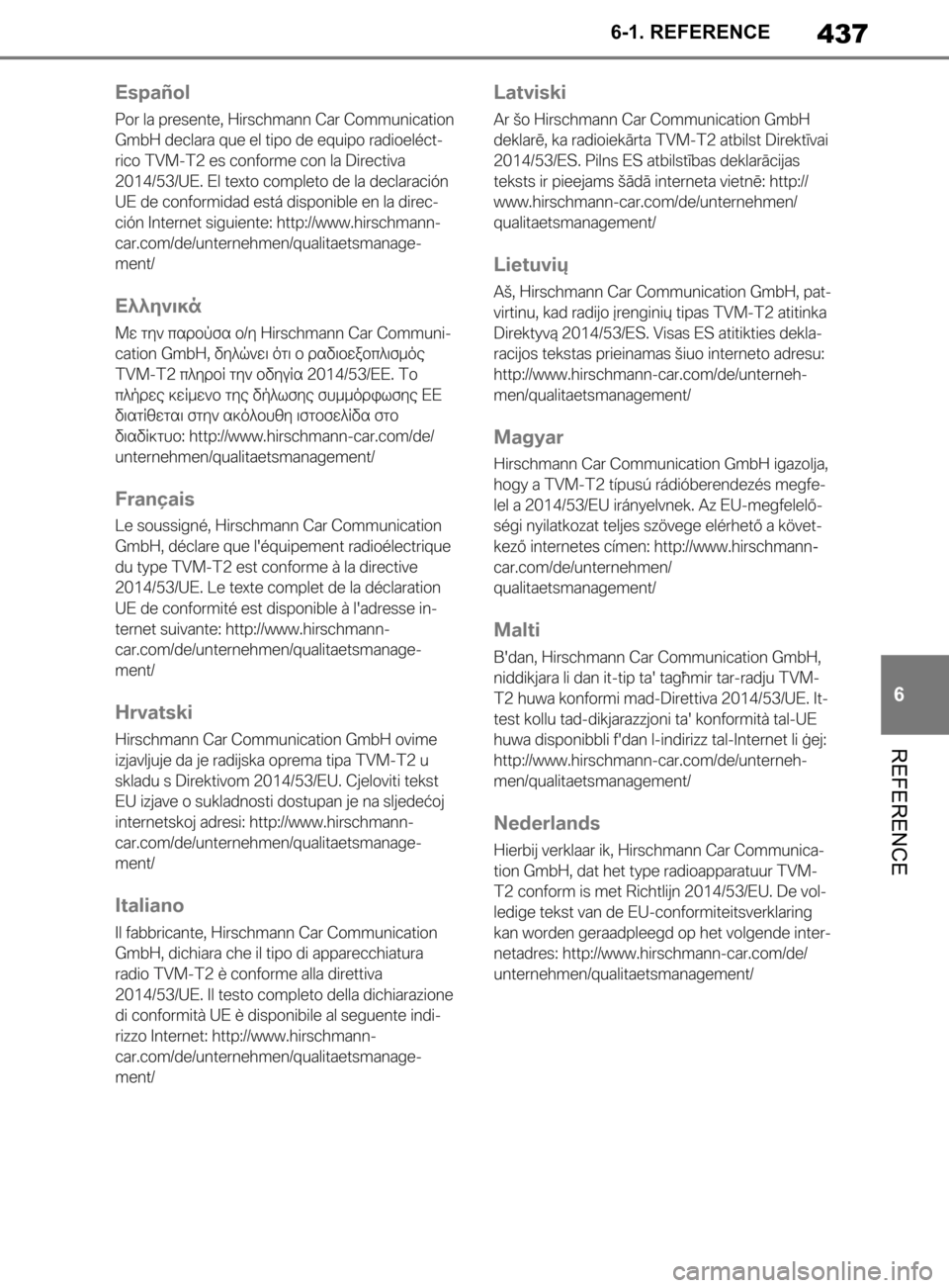 TOYOTA SUPRA 2019 Brugsanvisning (in Danish) 437
6
Instruktionsbog til Supra 6-1. REFERENCE
REFERENCE
OM99T05DK.book Page 437 Friday, September 13, 2019 1:26 PM TOYOTA SUPRA 2019 Brugsanvisning (in Danish) 437
6
Instruktionsbog til Supra 6-1. REFERENCE
REFERENCE
OM99T05DK.book Page 437 Friday, September 13, 2019 1:26 PM