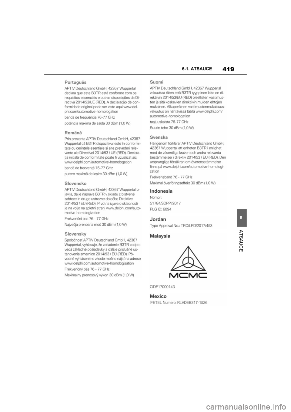 TOYOTA SUPRA 2019  Lietošanas Instrukcija (in Latvian) 
419
6
Supra Owner's Manual 6-1. ATSAUCE
ATSAUCE
Supra_OM_Europe_OM99T05LV_1_1903.book  Pa
ge 419  Friday, May 3, 2019  7:19 PM 