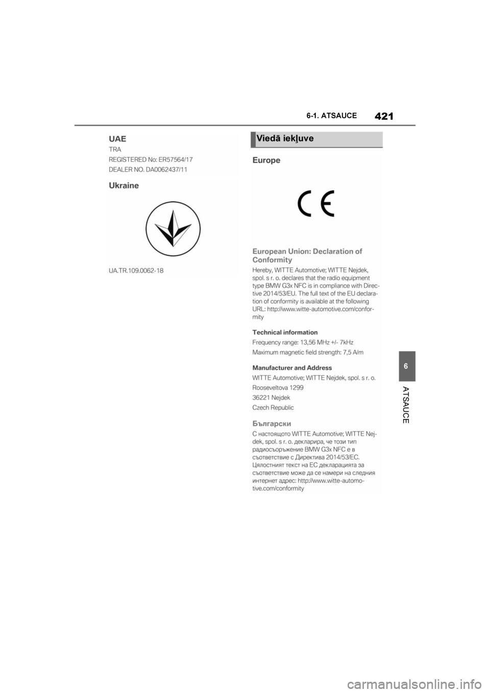 TOYOTA SUPRA 2019  Lietošanas Instrukcija (in Latvian) 
421
6
Supra Owner's Manual 6-1. ATSAUCE
ATSAUCE
Viedā iekļuve
Supra_OM_Europe_OM99T05LV_1_1903.book  Pa
ge 421  Friday, May 3, 2019  7:19 PM 