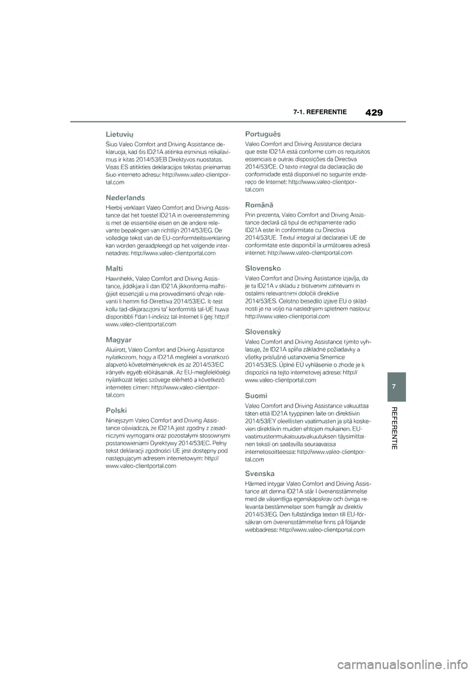 TOYOTA SUPRA 2020  Instructieboekje (in Dutch) 429
7
Handleiding Supra 7-1. REFERENTIE
REFERENTIE
Supra_OM_General_OM99V80E_1_1911.book  Page 
429  Thursday, October 31, 2019  2:57 PM 