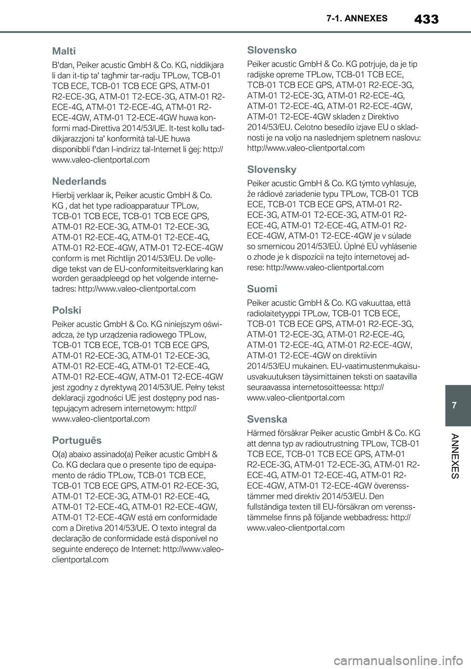 TOYOTA SUPRA 2020  Notices Demploi (in French) 433
7
Supra Owners Manual_EK
7-1. ANNEXES
ANNEXES
Supra_OM_French_OM99V75K.book  433 ページ  ２０１９年８月１６日　金曜日　午後２時２９分 