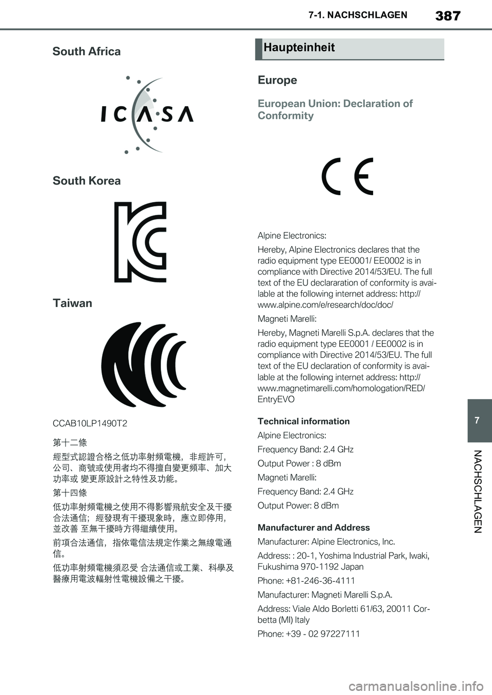 TOYOTA SUPRA 2020 Betriebsanleitungen (in German) 387
7
Supra Owners Manual_EM
7-1. NACHSCHLAGEN
NACHSCHLAGEN
Haupteinheit
Supra_OM_German_OM99V76M.book 387 ページ 2019年8月28日 水曜日 午後4時14分 TOYOTA SUPRA 2020 Betriebsanleitungen (in German) 387
7
Supra Owners Manual_EM
7-1. NACHSCHLAGEN
NACHSCHLAGEN
Haupteinheit
Supra_OM_German_OM99V76M.book 387 ページ 2019年8月28日 水曜日 午後4時14分