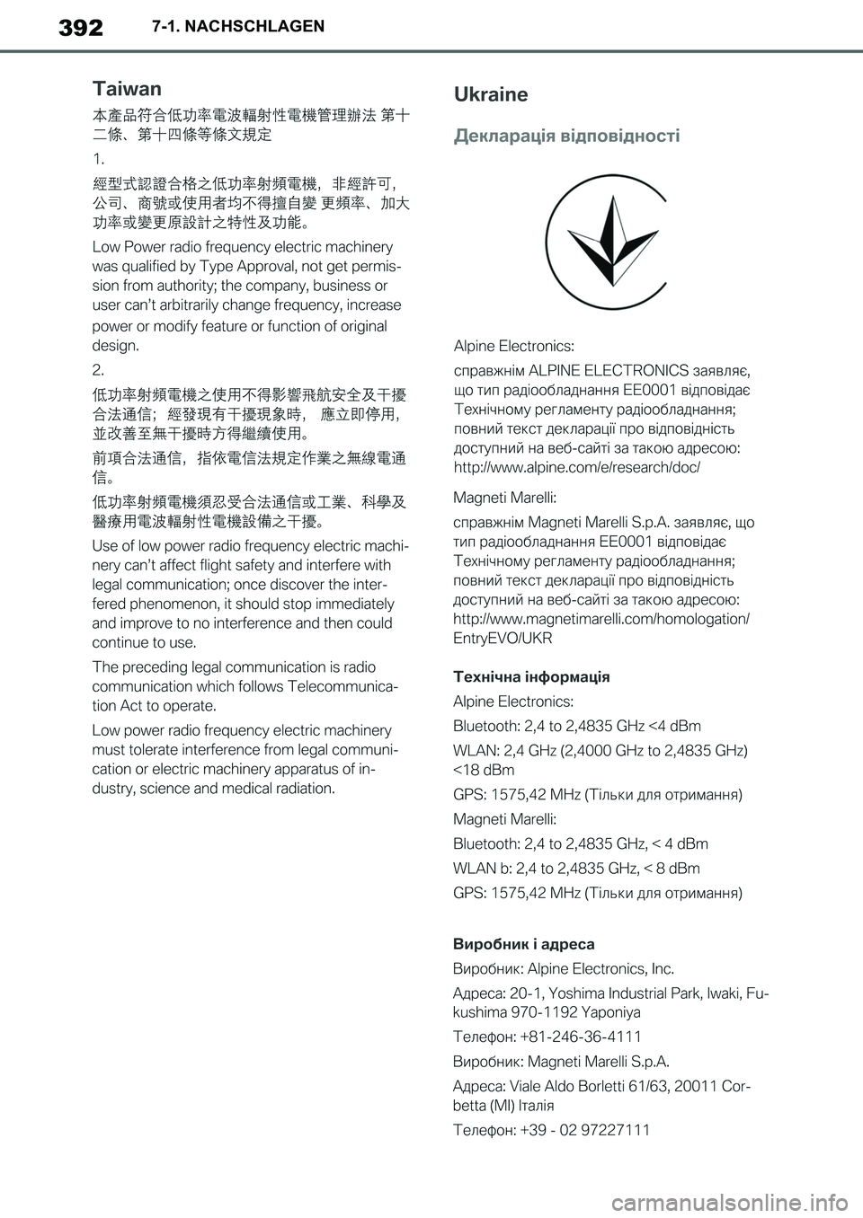 TOYOTA SUPRA 2020 Betriebsanleitungen (in German) 392
Supra Owners Manual_EM
7-1. NACHSCHLAGEN
Supra_OM_German_OM99V76M.book 392 ページ 2019年8月28日 水曜日 午後4時14分 TOYOTA SUPRA 2020 Betriebsanleitungen (in German) 392
Supra Owners Manual_EM
7-1. NACHSCHLAGEN
Supra_OM_German_OM99V76M.book 392 ページ 2019年8月28日 水曜日 午後4時14分