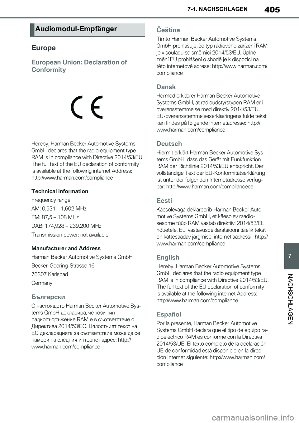 TOYOTA SUPRA 2020 Betriebsanleitungen (in German) 405
7
Supra Owners Manual_EM
7-1. NACHSCHLAGEN
NACHSCHLAGEN
Audiomodul-Empfänger
Supra_OM_German_OM99V76M.book 405 ページ 2019年8月28日 水曜日 午後4時14分 TOYOTA SUPRA 2020 Betriebsanleitungen (in German) 405
7
Supra Owners Manual_EM
7-1. NACHSCHLAGEN
NACHSCHLAGEN
Audiomodul-Empfänger
Supra_OM_German_OM99V76M.book 405 ページ 2019年8月28日 水曜日 午後4時14分
