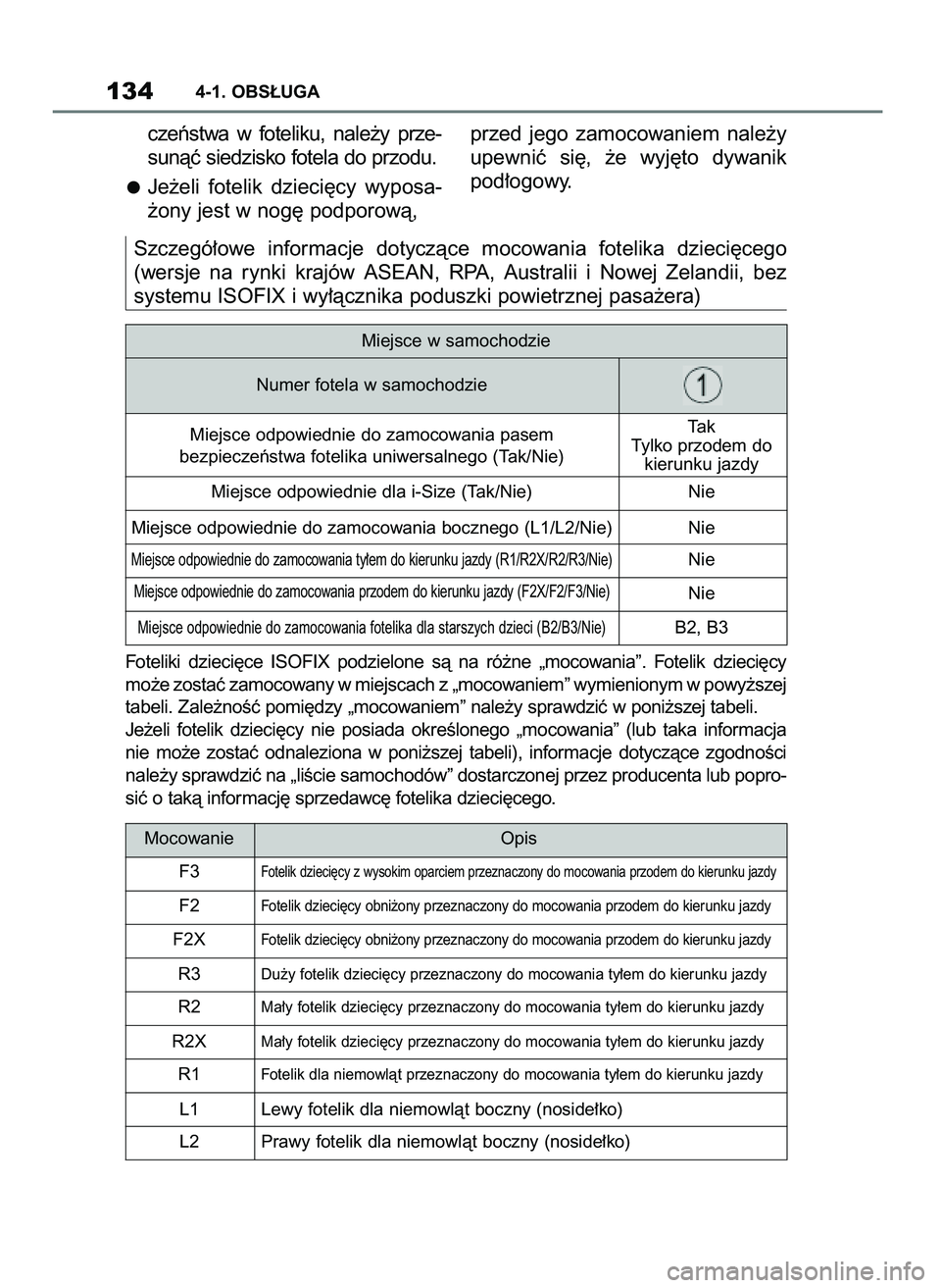 TOYOTA SUPRA 2020 Instrukcja obsługi (in Polish) czeƒstwa w foteliku, nale˝y prze-
sunàç siedzisko fotela do przodu.
Je˝eli fotelik dzieci´cy wyposa-
˝ony jest w nog´ podporowà,przed jego zamocowaniem nale˝y
upewniç si´, ˝e TOYOTA SUPRA 2020 Instrukcja obsługi (in Polish) czeƒstwa w foteliku, nale˝y prze-
sunàç siedzisko fotela do przodu.
Je˝eli fotelik dzieci´cy wyposa-
˝ony jest w nog´ podporowà,przed jego zamocowaniem nale˝y
upewniç si´, ˝e