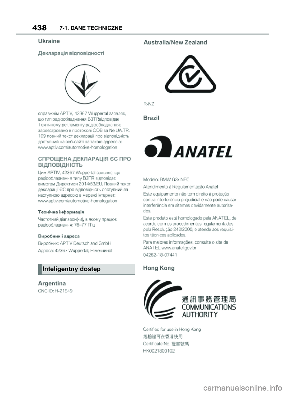 TOYOTA SUPRA 2020 Instrukcja obsługi (in Polish) 4387-1. DANE TECHNICZNE
Inteligentny dost´p
56 Supra OM99V74E 7/2/20 9:28 Page 438 TOYOTA SUPRA 2020 Instrukcja obsługi (in Polish) 4387-1. DANE TECHNICZNE
Inteligentny dost´p
56 Supra OM99V74E 7/2/20 9:28 Page 438