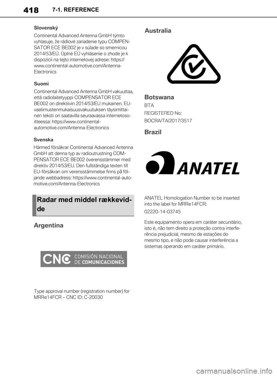 TOYOTA SUPRA 2020  Brugsanvisning (in Danish) 418
Instruktionsbog til Supra7-1. REFERENCE
Radar med middel rækkevid-
de
Supra_OM_General_OM99W02DK.book  Page 41
8  Thursday, March 12, 2020  12:46 PM 