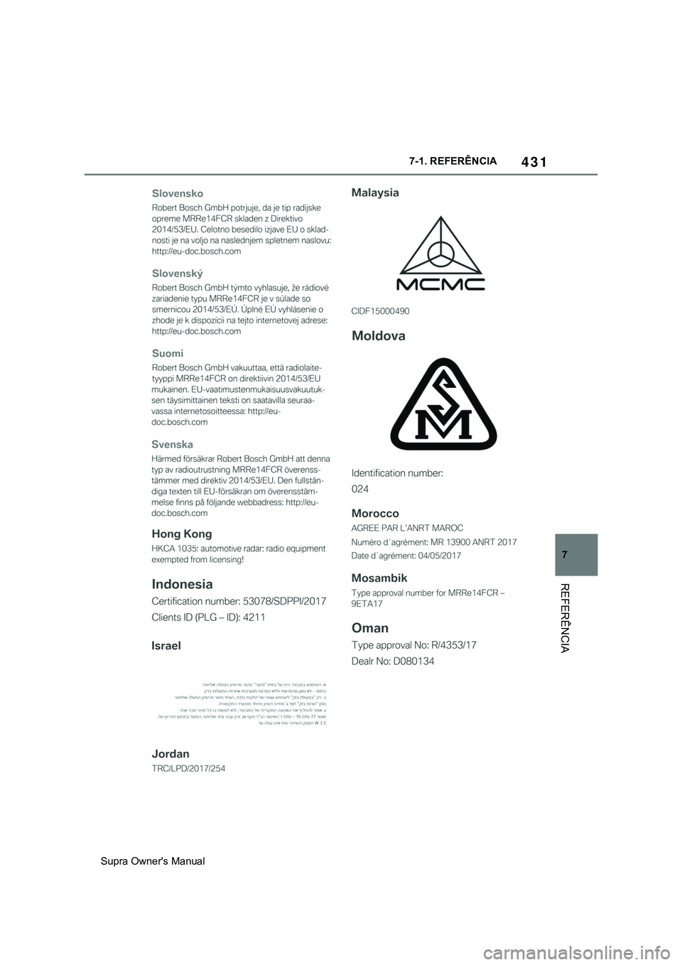TOYOTA SUPRA 2020  Manual de utilização (in Portuguese) 431
7
Supra Owner's Manual7-1. REFERÊNCIA
REFERÊNCIA  TOYOTA SUPRA 2020  Manual de utilização (in Portuguese) 431
7
Supra Owner's Manual7-1. REFERÊNCIA
REFERÊNCIA
