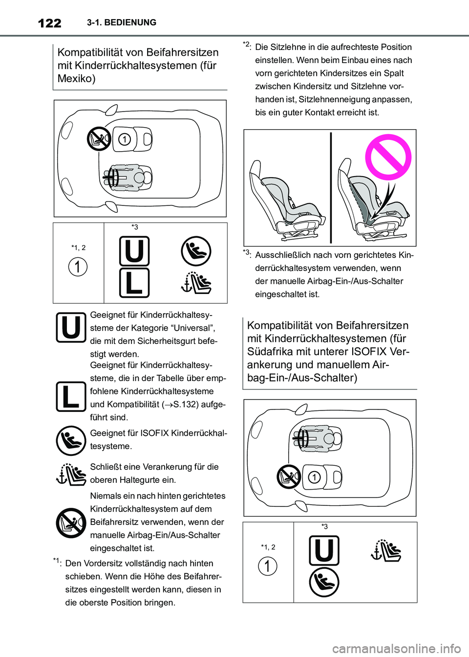 TOYOTA SUPRA 2021 Betriebsanleitungen (in German) 1223-1. BEDIENUNG
Supra Owners Manual_M (from Nov. 20 Prod.)
*1: Den Vordersitz vollständig nach hinten
schieben. Wenn die Höhe des Beifahrer-
sitzes eingestellt werden kann, diesen in
die obers TOYOTA SUPRA 2021 Betriebsanleitungen (in German) 1223-1. BEDIENUNG
Supra Owners Manual_M (from Nov. 20 Prod.)
*1: Den Vordersitz vollständig nach hinten
schieben. Wenn die Höhe des Beifahrer-
sitzes eingestellt werden kann, diesen in
die obers