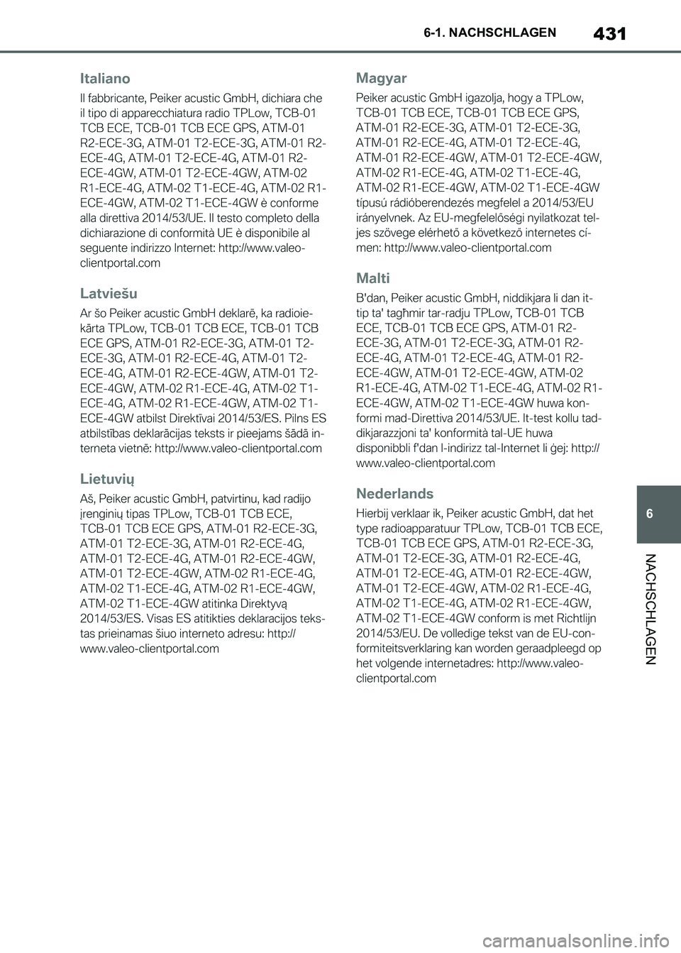 TOYOTA SUPRA 2021 Betriebsanleitungen (in German) 431
6 6-1. NACHSCHLAGEN
NACHSCHLAGEN
Supra Owners Manual_M (from Nov. 20 Prod.)
Supra_OM_German_OM99X79M_1_2011.book 431 ページ 2020年8月27日 木曜日 午後1時22 TOYOTA SUPRA 2021 Betriebsanleitungen (in German) 431
6 6-1. NACHSCHLAGEN
NACHSCHLAGEN
Supra Owners Manual_M (from Nov. 20 Prod.)
Supra_OM_German_OM99X79M_1_2011.book 431 ページ 2020年8月27日 木曜日 午後1時22