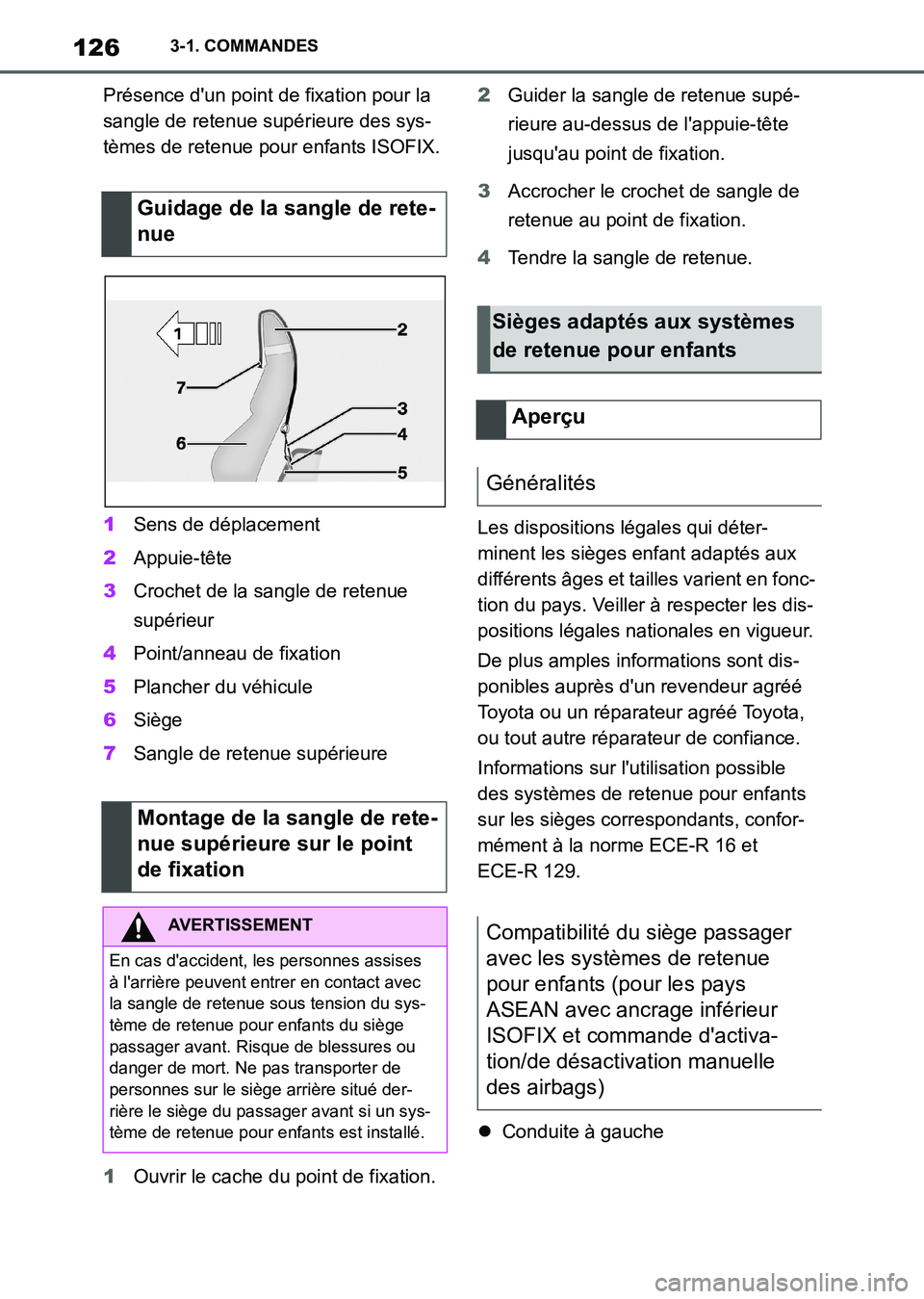 TOYOTA SUPRA 2021 Notices Demploi (in French) 1263-1. COMMANDES
Supra Owners Manual_K (from Nov. 20 Prod.)Présence dun point de fixation pour la
sangle de retenue supérieure des sys-
tèmes de retenue pour enfants ISOFIX.
1Sens de déplacem TOYOTA SUPRA 2021 Notices Demploi (in French) 1263-1. COMMANDES
Supra Owners Manual_K (from Nov. 20 Prod.)Présence dun point de fixation pour la
sangle de retenue supérieure des sys-
tèmes de retenue pour enfants ISOFIX.
1Sens de déplacem