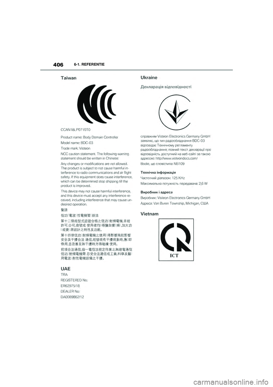 TOYOTA SUPRA 2021  Instructieboekje (in Dutch) 4066-1. REFERENTIE
Handleiding Supra_NL (vanaf productiedatum nov. 2020)
Supra_OM_General_OM99X84E_1_2011.book  Page 406  Thursday, October 8, 2020  9:53 AM 