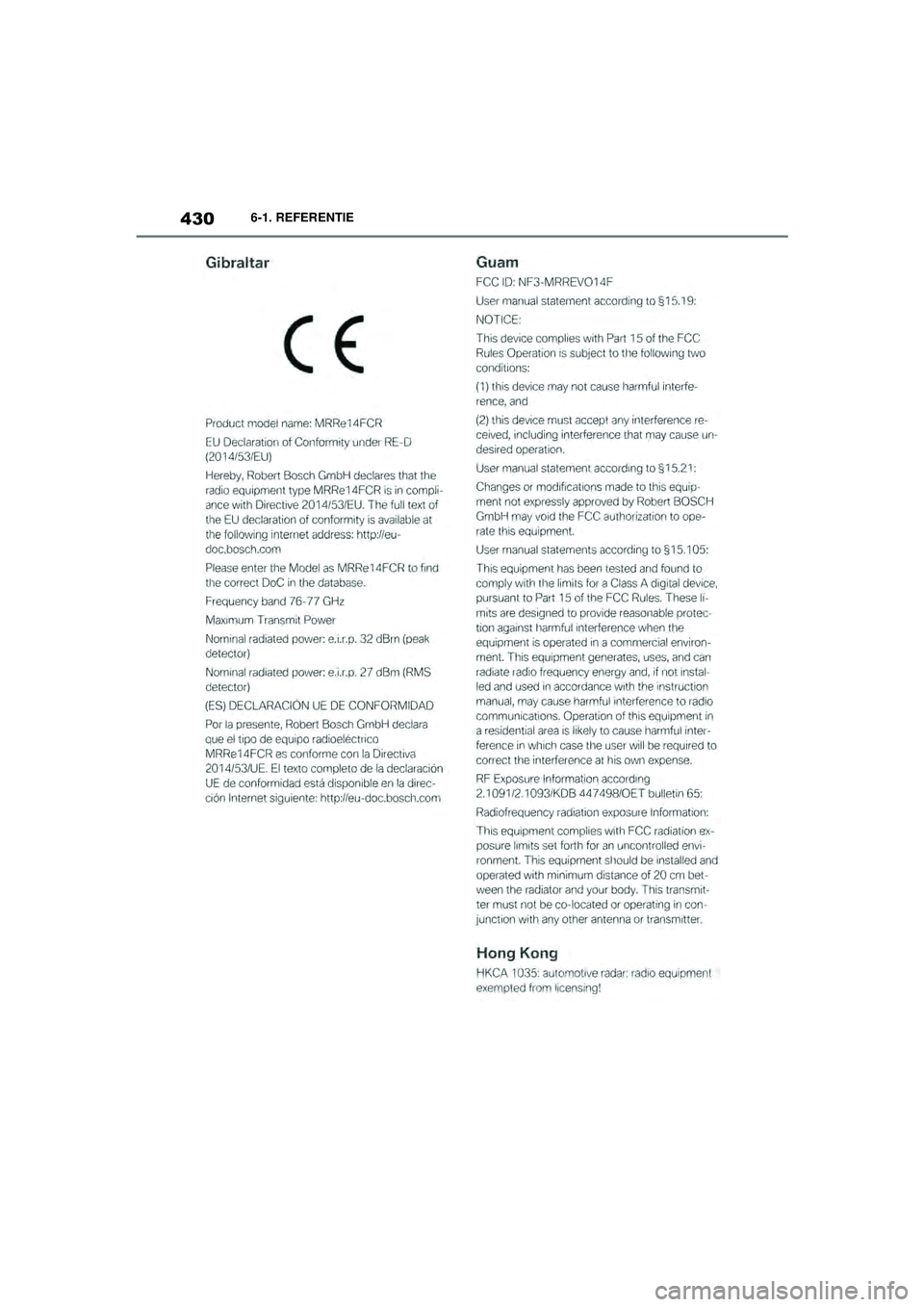 TOYOTA SUPRA 2021  Instructieboekje (in Dutch) 4306-1. REFERENTIE
Handleiding Supra_NL (vanaf productiedatum nov. 2020)
Supra_OM_General_OM99X84E_1_2011.book  Page 430  Thursday, October 8, 2020  9:53 AM 