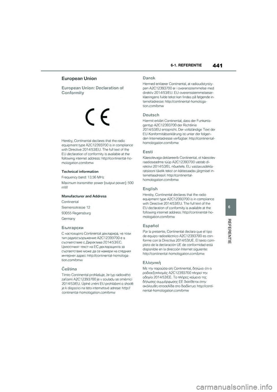 TOYOTA SUPRA 2021  Instructieboekje (in Dutch) 441
6
6-1. REFERENTIE
REFERENTIE
Handleiding Supra_NL (vanaf productiedatum nov. 2020)
Supra_OM_General_OM99X84E_1_2011.book  Page 441  Thursday, October 8, 2020  9:53 AM 