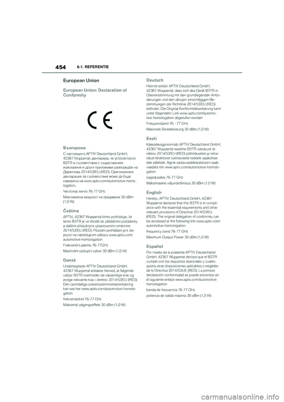 TOYOTA SUPRA 2021  Instructieboekje (in Dutch) 4546-1. REFERENTIE
Handleiding Supra_NL (vanaf productiedatum nov. 2020)
Supra_OM_General_OM99X84E_1_2011.book  Page 454  Thursday, October 8, 2020  9:53 AM 