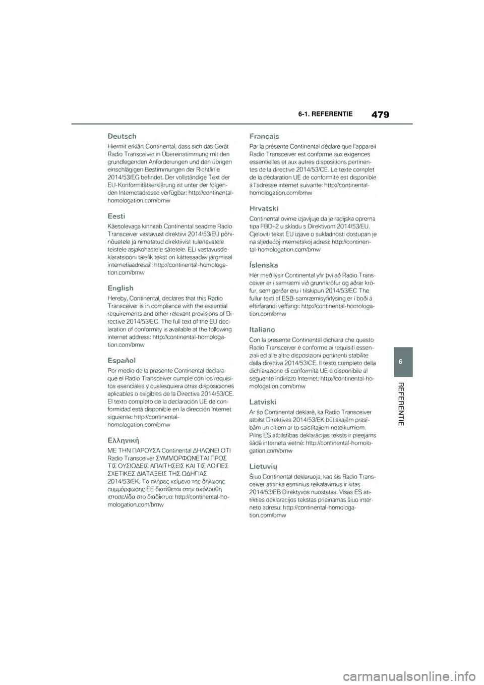 TOYOTA SUPRA 2021  Instructieboekje (in Dutch) 479
6
6-1. REFERENTIE
REFERENTIE
Handleiding Supra_NL (vanaf productiedatum nov. 2020)
Supra_OM_General_OM99X84E_1_2011.book  Page 479  Thursday, October 8, 2020  9:53 AM 