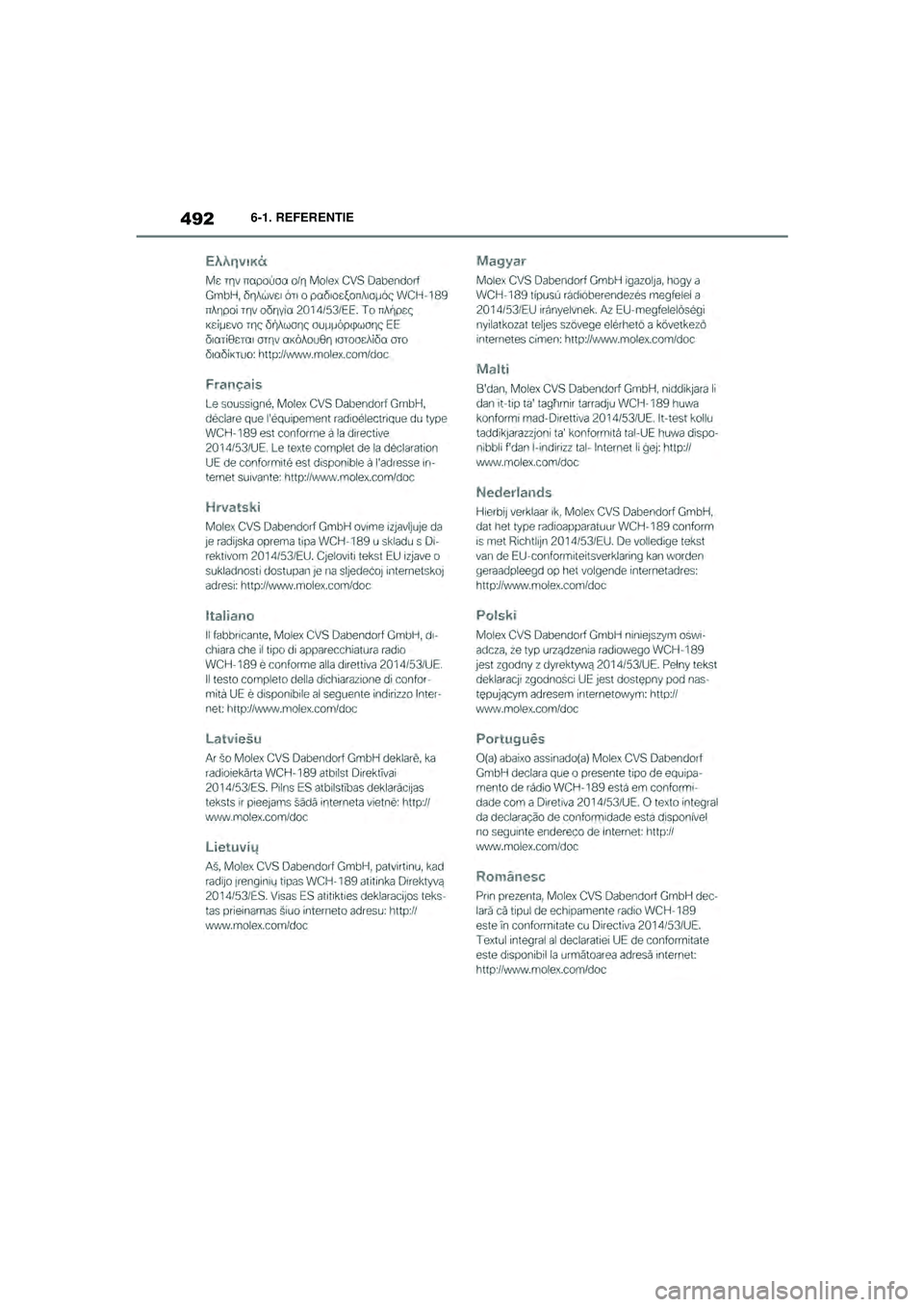 TOYOTA SUPRA 2021 Instructieboekje (in Dutch) 4926-1. REFERENTIE
Handleiding Supra_NL (vanaf productiedatum nov. 2020)
Supra_OM_General_OM99X84E_1_2011.book Page 492 Thursday, October 8, 2020 9:53 AM TOYOTA SUPRA 2021 Instructieboekje (in Dutch) 4926-1. REFERENTIE
Handleiding Supra_NL (vanaf productiedatum nov. 2020)
Supra_OM_General_OM99X84E_1_2011.book Page 492 Thursday, October 8, 2020 9:53 AM