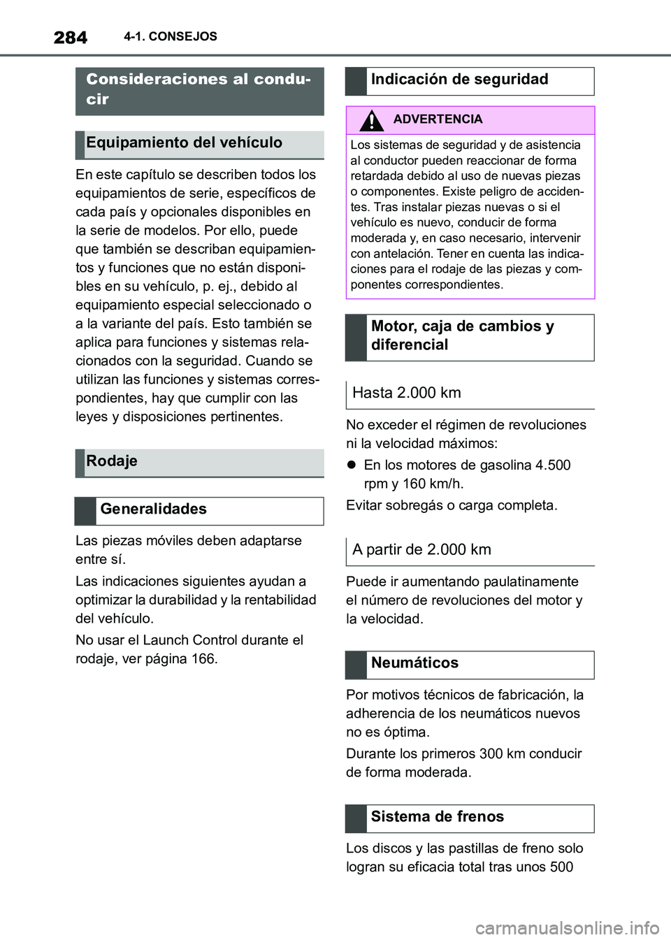 TOYOTA SUPRA 2021 Manuale de Empleo (in Spanish) 2844-1. CONSEJOS
Supra Owners Manual_S (from Nov. 20 Prod.)
4-1.CONSEJOS
En este capítulo se describen todos los
equipamientos de serie, específicos de
cada país y opcionales disponibles en
la TOYOTA SUPRA 2021 Manuale de Empleo (in Spanish) 2844-1. CONSEJOS
Supra Owners Manual_S (from Nov. 20 Prod.)
4-1.CONSEJOS
En este capítulo se describen todos los
equipamientos de serie, específicos de
cada país y opcionales disponibles en
la