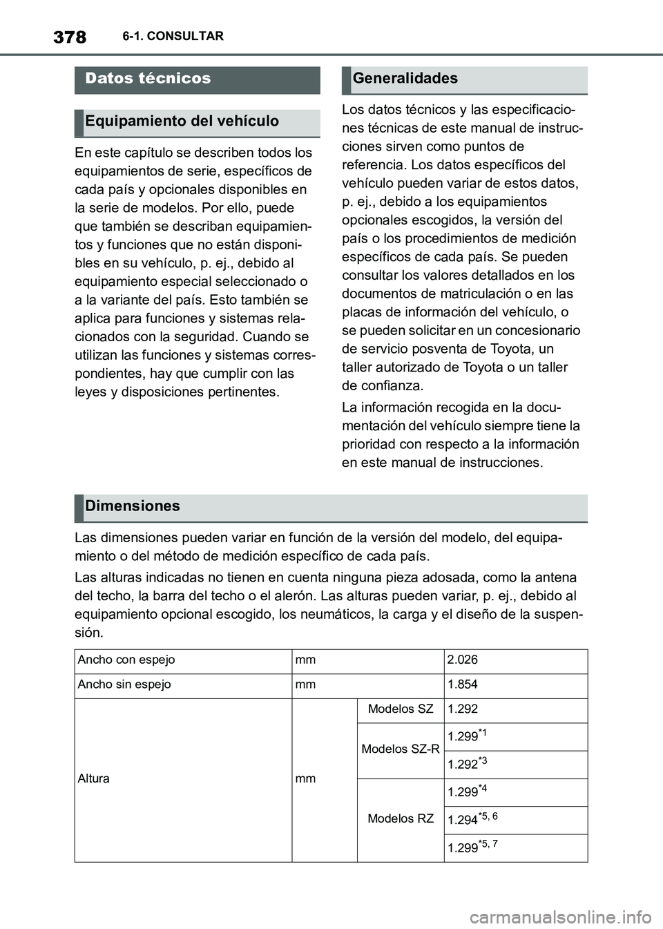TOYOTA SUPRA 2021 Manuale de Empleo (in Spanish) 3786-1. CONSULTAR
Supra Owners Manual_S (from Nov. 20 Prod.)
6-1.CONSULTAR
En este capítulo se describen todos los
equipamientos de serie, específicos de
cada país y opcionales disponibles en
TOYOTA SUPRA 2021 Manuale de Empleo (in Spanish) 3786-1. CONSULTAR
Supra Owners Manual_S (from Nov. 20 Prod.)
6-1.CONSULTAR
En este capítulo se describen todos los
equipamientos de serie, específicos de
cada país y opcionales disponibles en