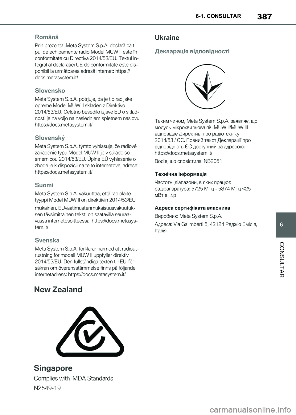 TOYOTA SUPRA 2021  Manuale de Empleo (in Spanish) 387
6 6-1. CONSULTAR
CONSULTAR
Supra Owners Manual_S (from Nov. 20 Prod.)
Supra_OM_Spanish_OM99X80S.book  387 ページ  ２０２０年８月２６日　水曜日　午後１時３１分 