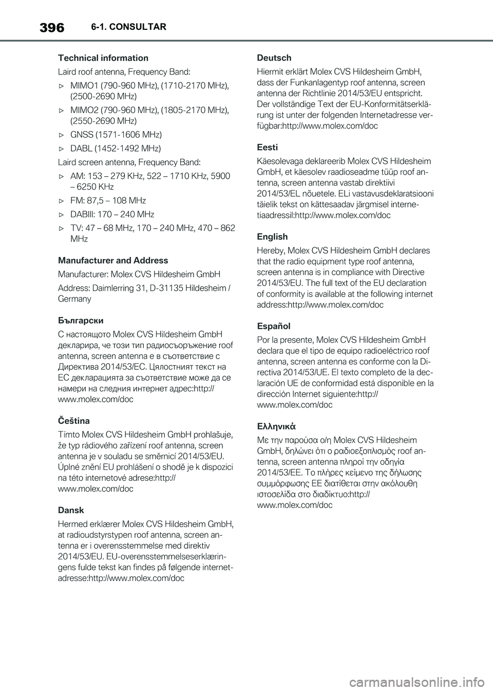 TOYOTA SUPRA 2021 Manuale de Empleo (in Spanish) 3966-1. CONSULTAR
Supra Owners Manual_S (from Nov. 20 Prod.)
Supra_OM_Spanish_OM99X80S.book 396 ページ 2020年8月26日 水曜日 午後1時31分 TOYOTA SUPRA 2021 Manuale de Empleo (in Spanish) 3966-1. CONSULTAR
Supra Owners Manual_S (from Nov. 20 Prod.)
Supra_OM_Spanish_OM99X80S.book 396 ページ 2020年8月26日 水曜日 午後1時31分