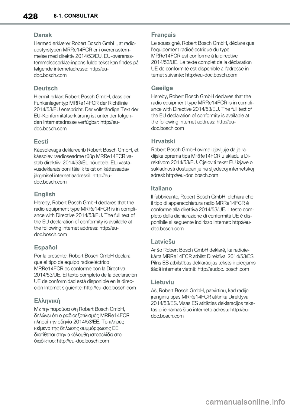 TOYOTA SUPRA 2021 Manuale de Empleo (in Spanish) 4286-1. CONSULTAR
Supra Owners Manual_S (from Nov. 20 Prod.)
Supra_OM_Spanish_OM99X80S.book 428 ページ 2020年8月26日 水曜日 午後1時31分 TOYOTA SUPRA 2021 Manuale de Empleo (in Spanish) 4286-1. CONSULTAR
Supra Owners Manual_S (from Nov. 20 Prod.)
Supra_OM_Spanish_OM99X80S.book 428 ページ 2020年8月26日 水曜日 午後1時31分
