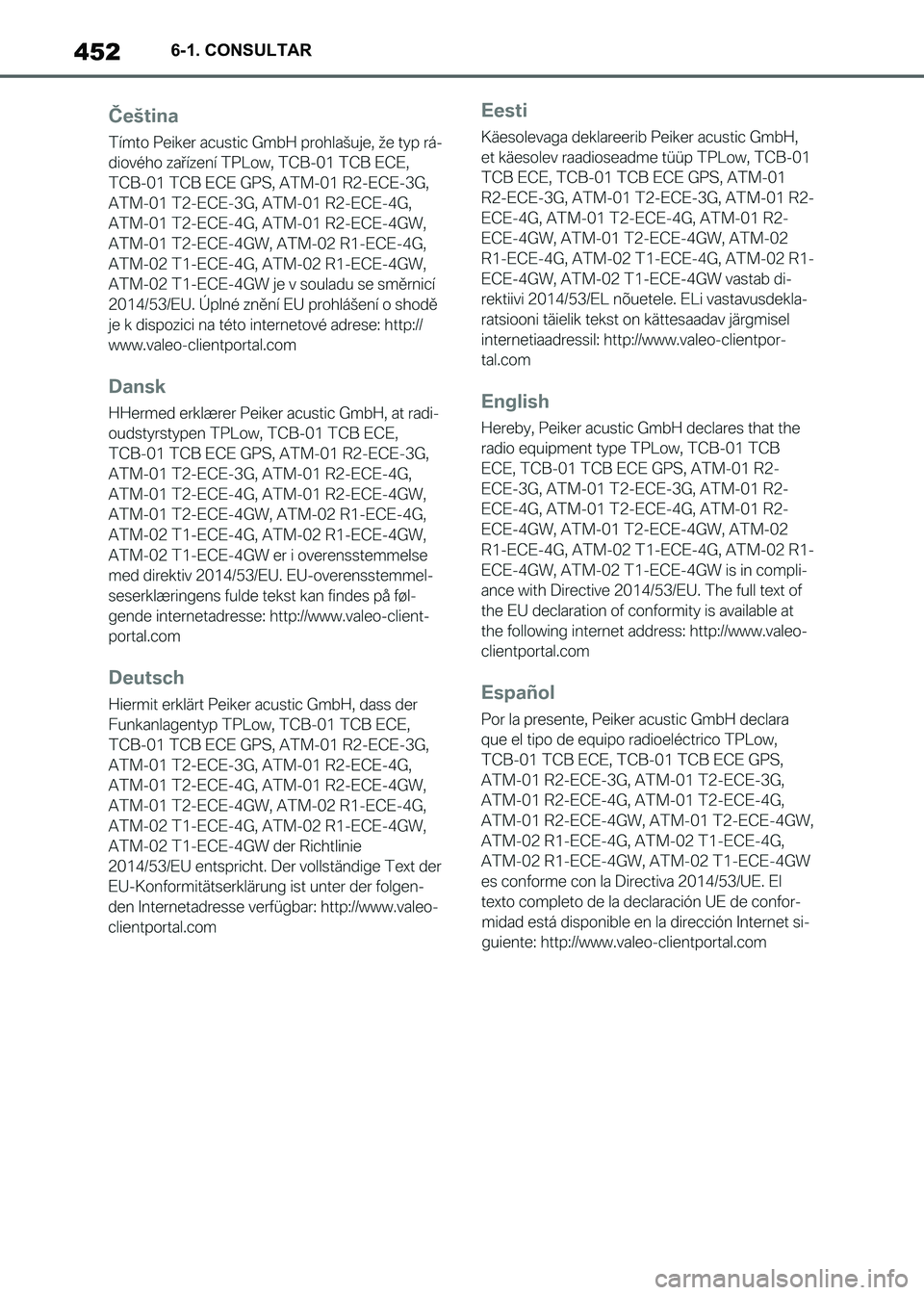 TOYOTA SUPRA 2021 Manuale de Empleo (in Spanish) 4526-1. CONSULTAR
Supra Owners Manual_S (from Nov. 20 Prod.)
Supra_OM_Spanish_OM99X80S.book 452 ページ 2020年8月26日 水曜日 午後1時31分 TOYOTA SUPRA 2021 Manuale de Empleo (in Spanish) 4526-1. CONSULTAR
Supra Owners Manual_S (from Nov. 20 Prod.)
Supra_OM_Spanish_OM99X80S.book 452 ページ 2020年8月26日 水曜日 午後1時31分