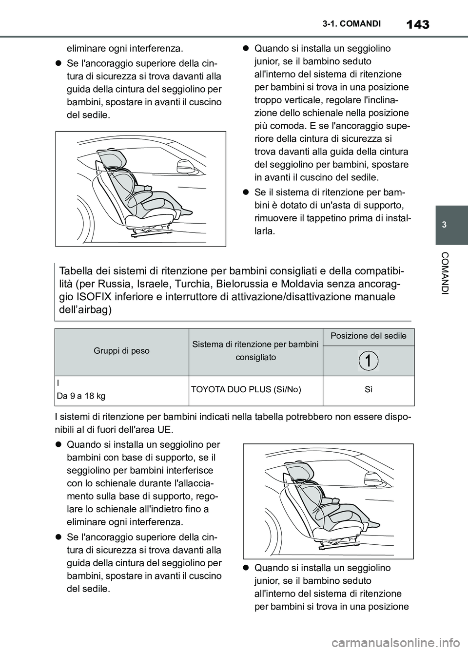 TOYOTA SUPRA 2021 Manuale duso (in Italian) 143
3 3-1. COMANDI
COMANDI
Supra Owners Manual_L (from Nov. 20 Prod.)eliminare ogni interferenza.
Se lancoraggio superiore della cin-
tura di sicurezza si trova davanti alla
guida della cintura TOYOTA SUPRA 2021 Manuale duso (in Italian) 143
3 3-1. COMANDI
COMANDI
Supra Owners Manual_L (from Nov. 20 Prod.)eliminare ogni interferenza.
Se lancoraggio superiore della cin-
tura di sicurezza si trova davanti alla
guida della cintura