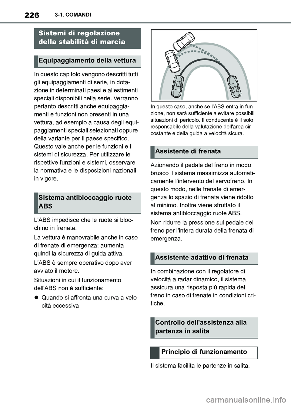 TOYOTA SUPRA 2021 Manuale duso (in Italian) 2263-1. COMANDI
Supra Owners Manual_L (from Nov. 20 Prod.)In questo capitolo vengono descritti tutti
gli equipaggiamenti di serie, in dota-
zione in determinati paesi e allestimenti
speciali dispo TOYOTA SUPRA 2021 Manuale duso (in Italian) 2263-1. COMANDI
Supra Owners Manual_L (from Nov. 20 Prod.)In questo capitolo vengono descritti tutti
gli equipaggiamenti di serie, in dota-
zione in determinati paesi e allestimenti
speciali dispo